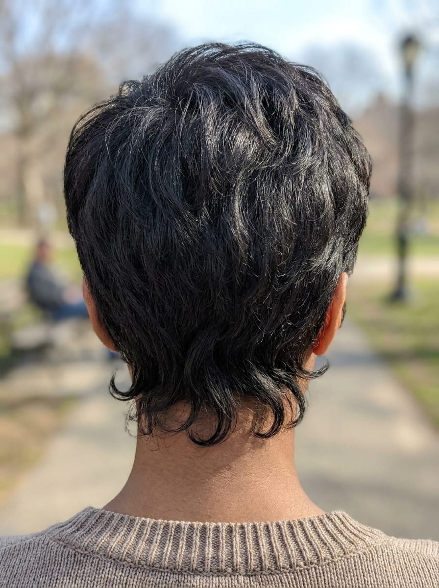Pixie mit längerem Nacken - Kurzhaarfrisur von hinten